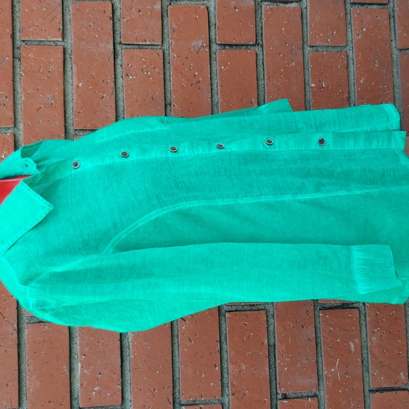 Style & Co Petite Medium Emerald Button Down Top with 3/4 Cuff Sleeves NWT - Picture 7 of 15
